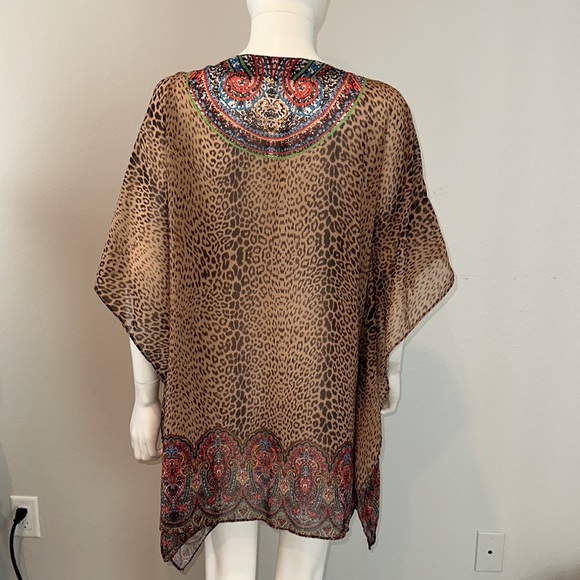 PILYQ *Raja* leopard print swim coverup tunic dress M/L - Picture 6 of 7